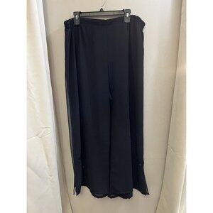 Adrianna Papell Evening Essentials 2X Black Formal Evening Wide Palazzo Pants